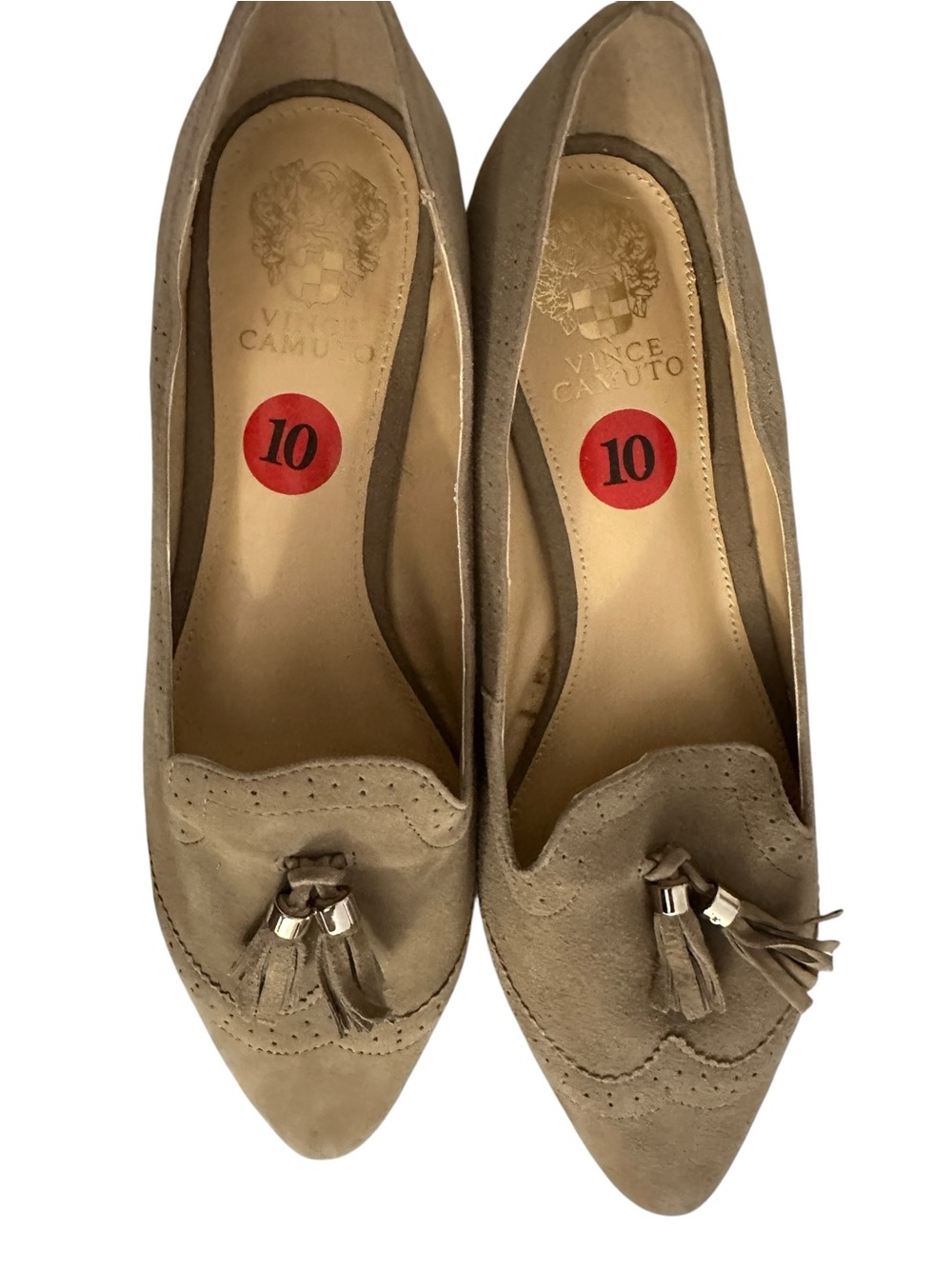 Vince Camuto Taupe Suede Tassel Loafers